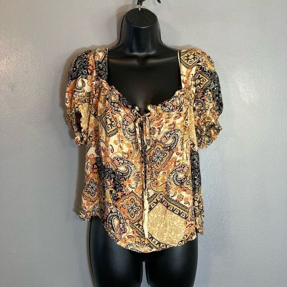 Cupcakes & Cashmere orange/black blouse - Picture 1 of 6